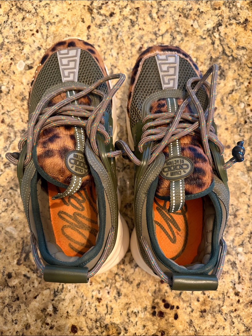 Versace 2 Chainz Collab Green and Leopard Print Sneakers
